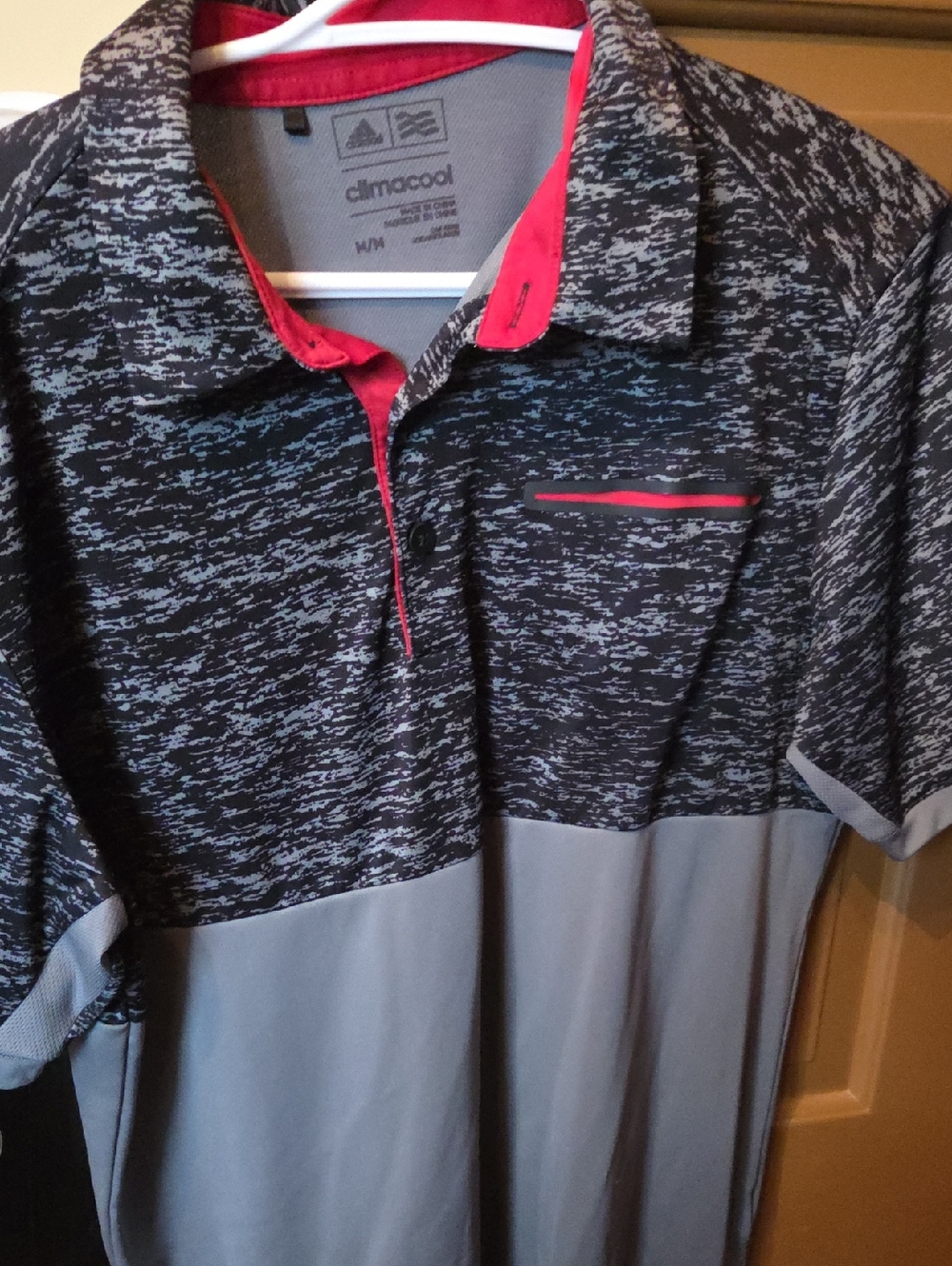 adidas Men’s Black & Gray Polo with Red Accents